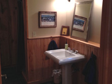 Bathroom pic at Remington cabin at Ruffed Grouse Lodge in Phillips Wisconsin