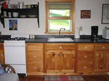 Kitchen pic of Timberdoodle cabin at Ruffed Grouse Lodge in Phillips Wisconsin Price County WI Northwoods Resort